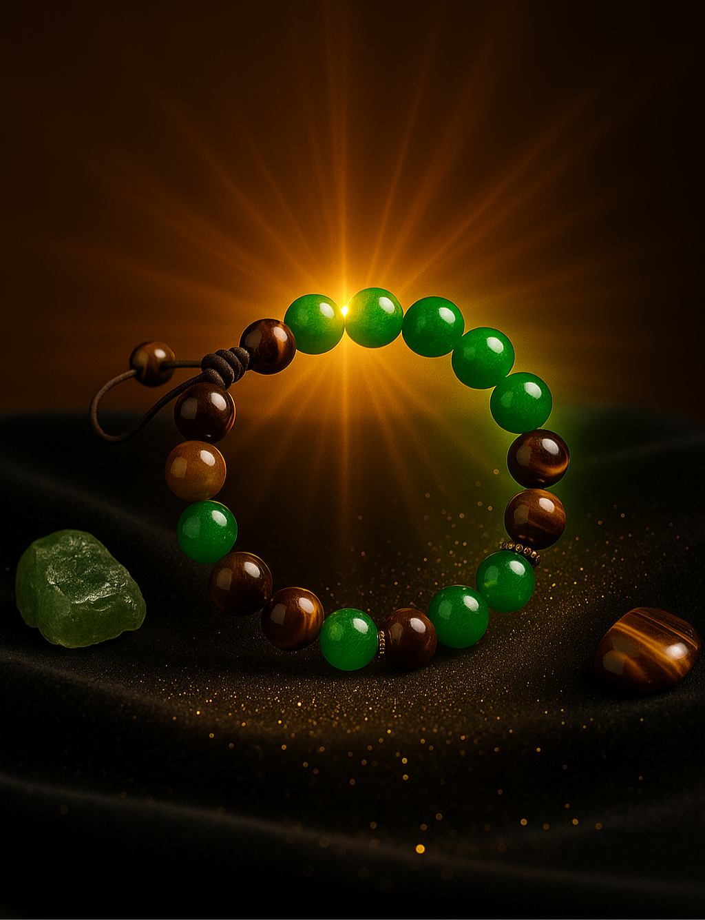 Green Aventurine & Tiger Eye Energy Bracelet – Luck & Protection